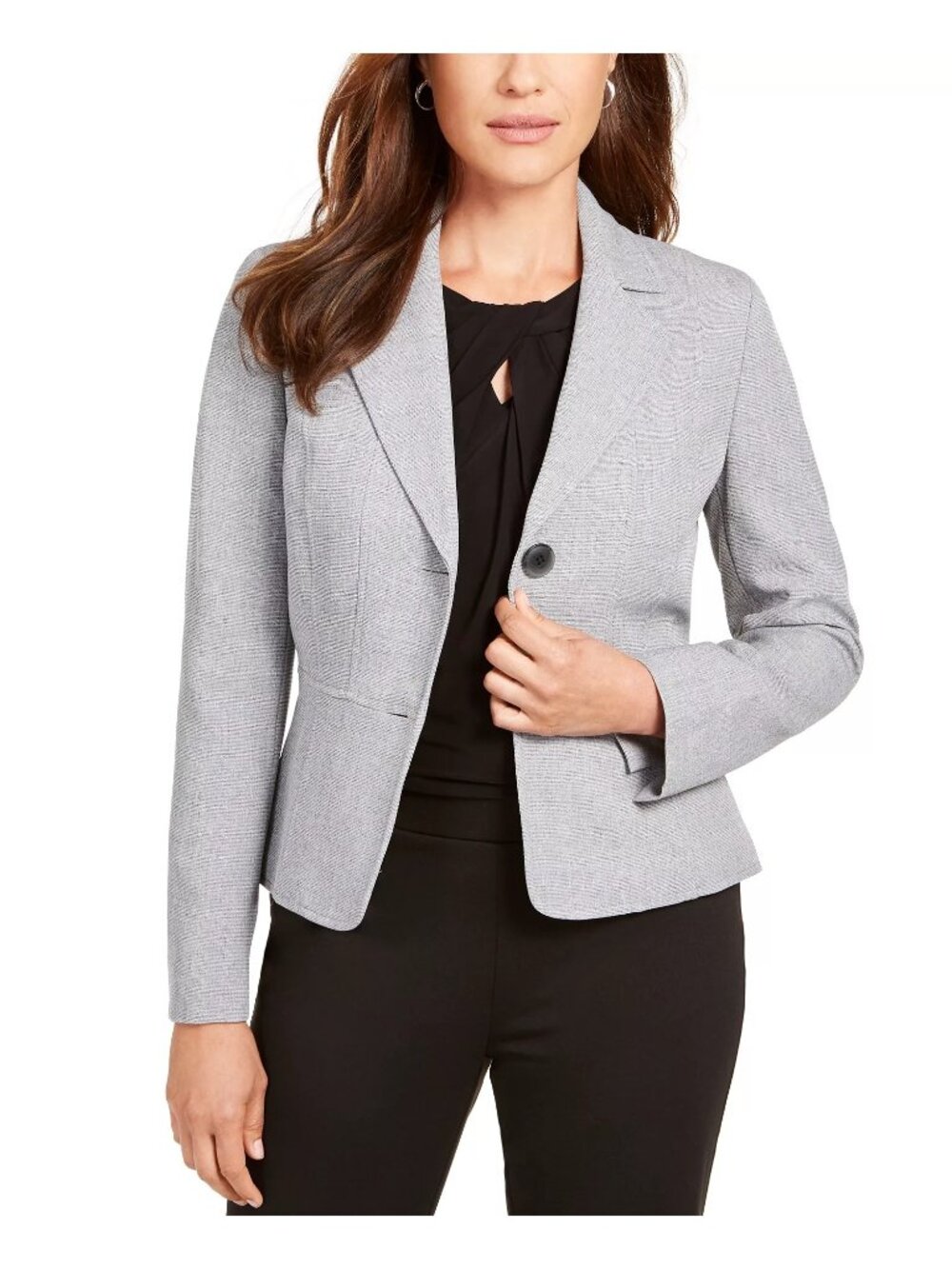 Kasper Blazer Jacket Womens Size 16 Gray Two-Button Fully Lined